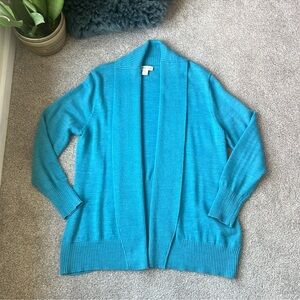 Merino wool blend Cardigan Size L Blue Fits 12/14 Coldwater Creek